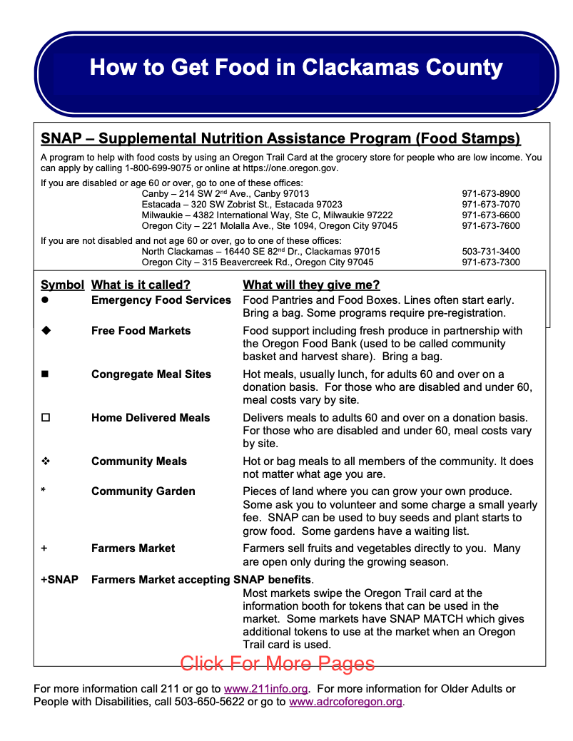 Food Resources in Clackamas County